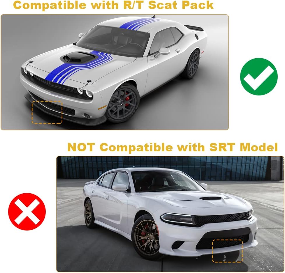 JDMON Front Bumper Lip Splitter Protector Compatible with Dodge Challenger Scat Pack 2015 2016 2017 2018 2019 2020 2021, RT GT 2019-2021, Scat Pack Challenger Accessories, RT Front Lip Kit, Yellow