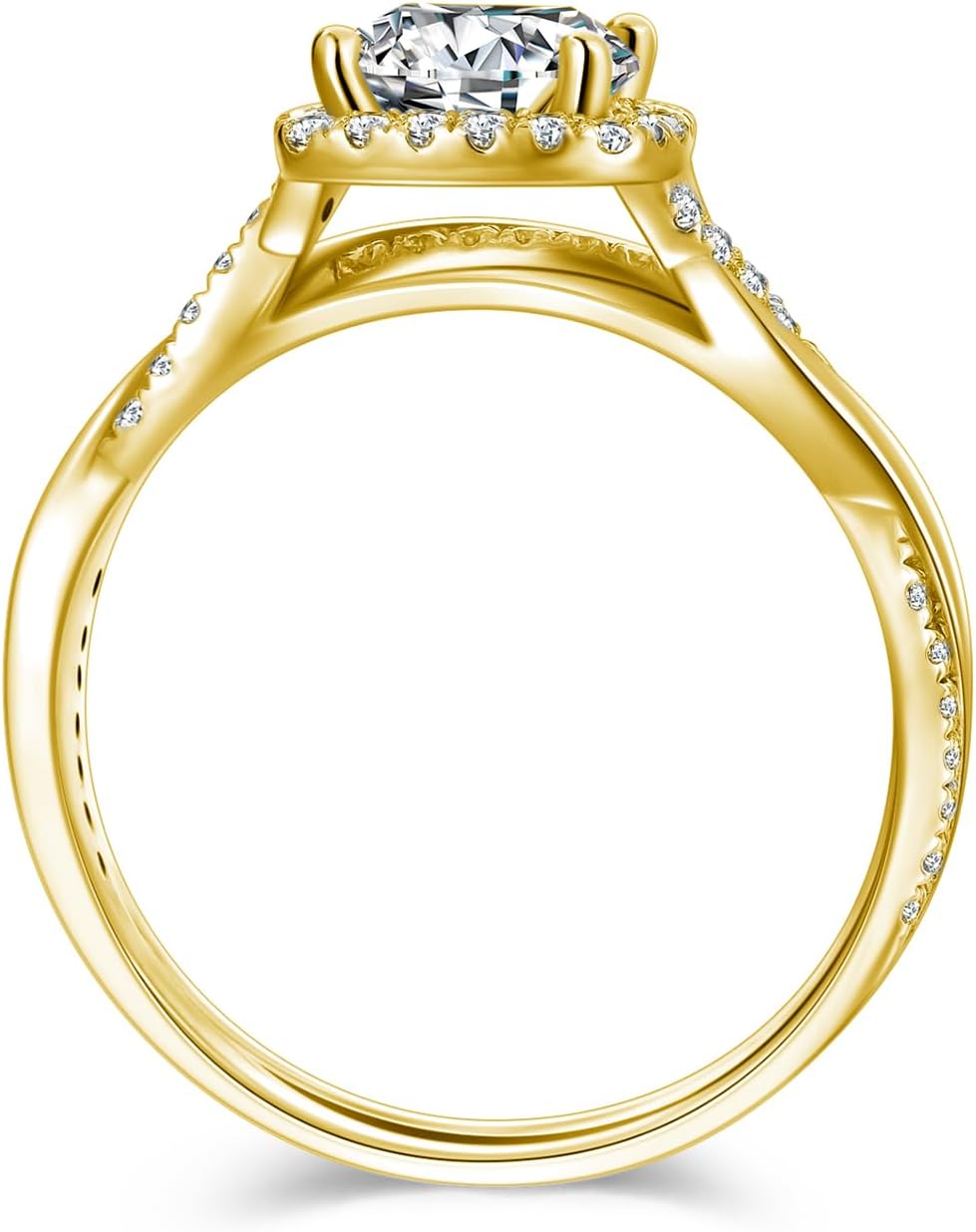 1.37 Carat (ctw) Round-Cut Moissanite Twisted Wedding Engagement Ring Set for Women, White Gold Bridal Sets Wedding Band Engagement Rings, Customizable 925 Sterling Silver, 10k gold, 14k gold, 18k gold