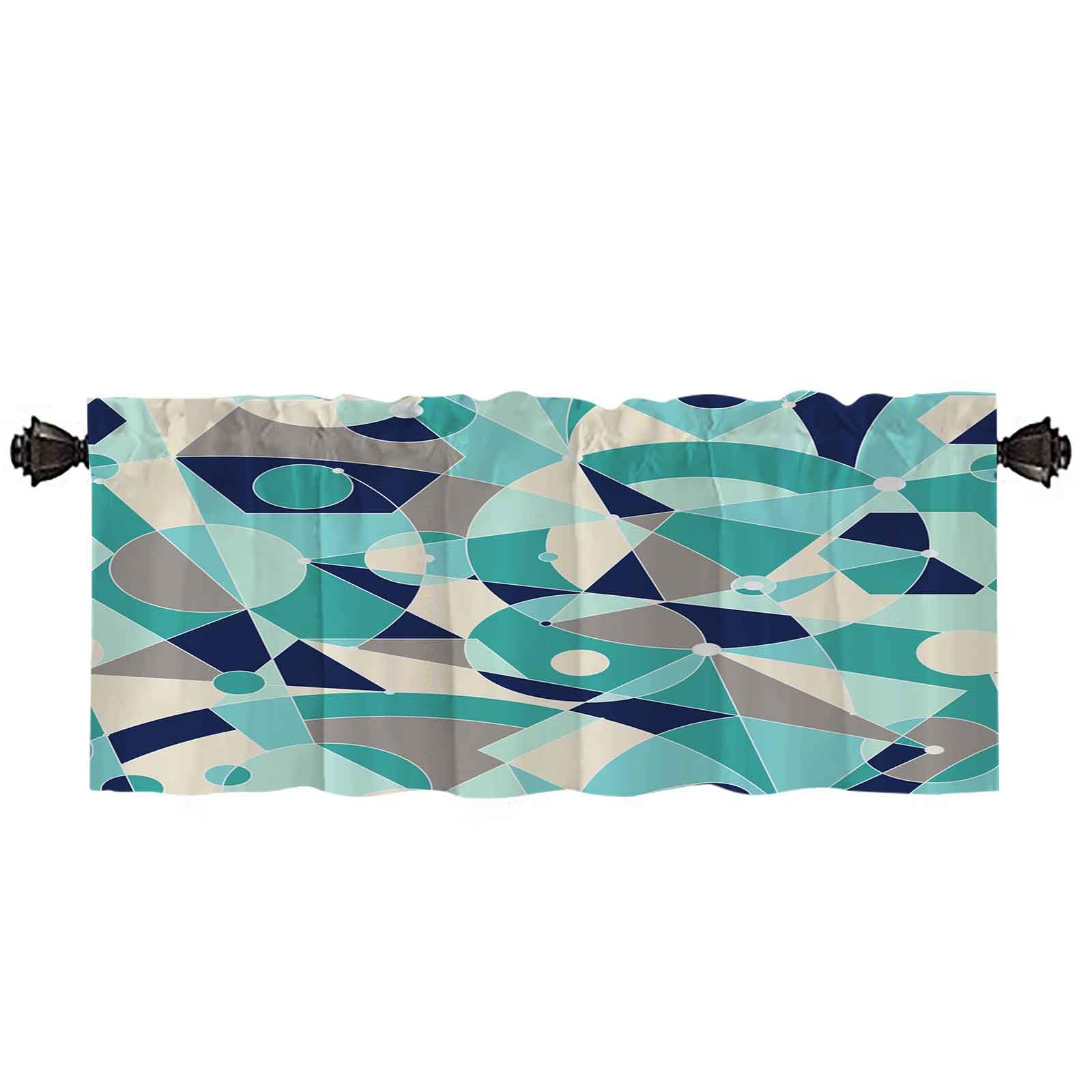 Valances for Windows 1 Pack 52" W X 18" L Window Kitchen Curtains Lpattern Random Geometric Shapes Lines Repeat Background Web Bathroom Cafe Laundry Basement Curtain Valances for Windows