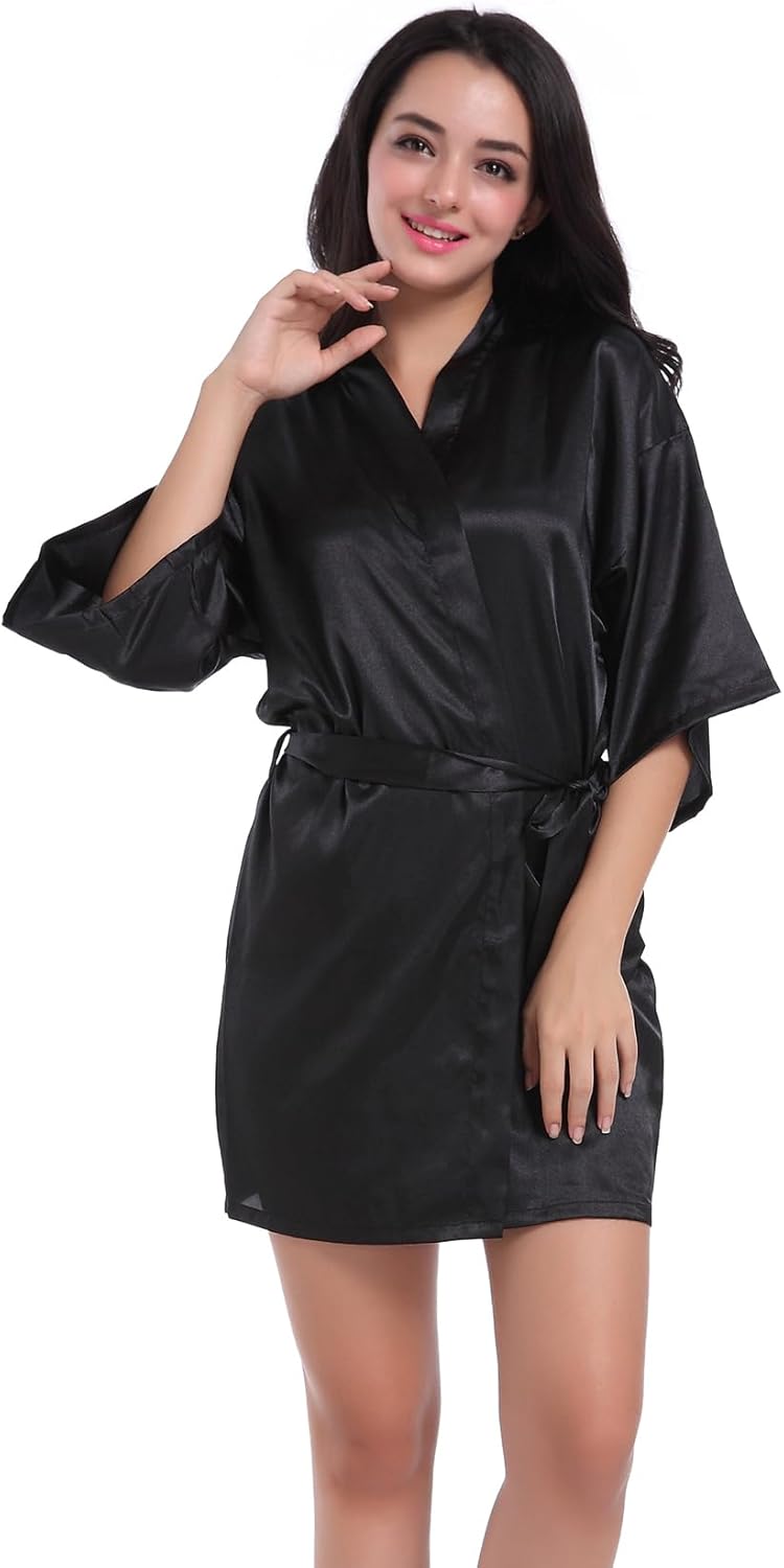 Womens Birthday Queen Squad Robe Spa Robes Party Supplies for Women Silk Kimono Robe with Gold Glitter - Image 5