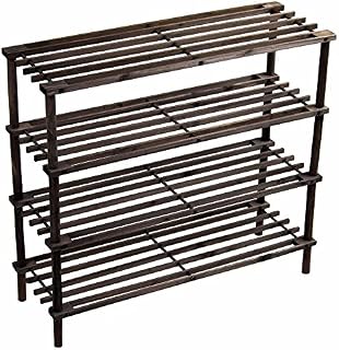 PRIMA HOUSEWARES Wooden Shoe Boot Trainer Rack Storage Shelf Organiser Stand Unit - Dark Oak - 2 Tier