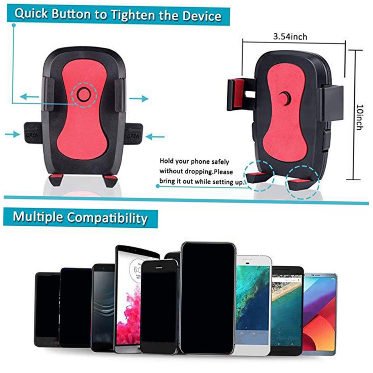 Supporto Cellulare con Luce ad Anello 5, 7 Pollici in Lega | Alluminio Argento, Dimmerabile, per Dirette e Scatti, Compatibile con Maggior Parte dei Formati