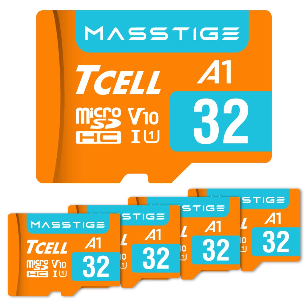 TCELL MASSTIGE 32GB 5 Pack microSDHC A1 USH-I U1 100MB/s Full HD Memory Card With Adapter