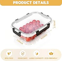 Vista 2 de Glass Food Storage Containers with Lids Set of 6, 36 OZ Meal Prep Containers for Lunch, 4.5 Cup Airtight Glass Lunch Containers Set, Microwave
