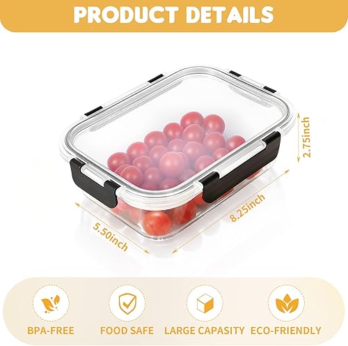 Miniatura 2 de Glass Food Storage Containers with Lids Set of 6, 36 OZ Meal Prep Containers for Lunch, 4.5 Cup Airtight Glass Lunch Containers Set, Microwave,