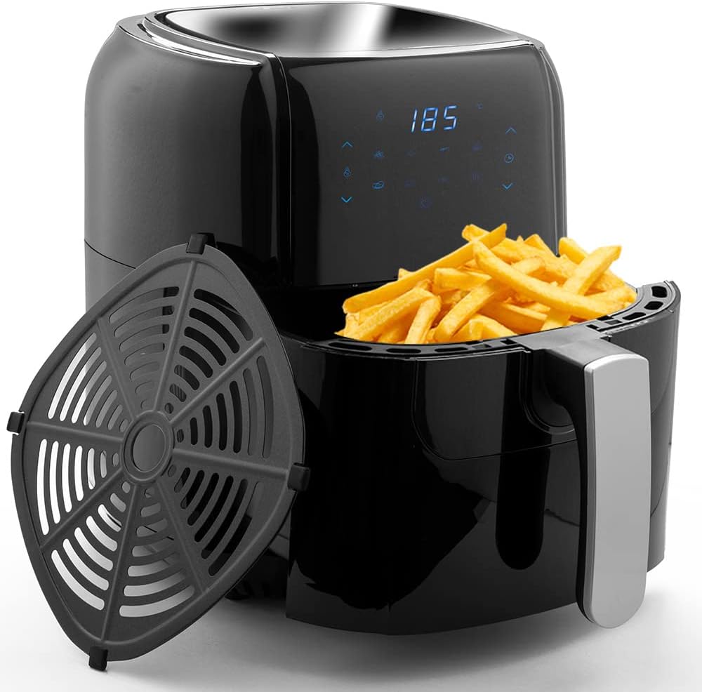 AMC Friggitrice ad aria calda touchscreen da 5,5 lt cestello grande timer e termostato, Friggitrice senza olio, fornetto elettrico da 1400W con 7 metodi di cottura, Air fryer temperatura impostabile AMC Friggitrice ad aria calda touchscreen da 5,5 lt cestello grande timer e termostato, Friggitrice senza olio, fornetto elettrico da 1400W con 7 metodi di cottura, Air fryer temperatura impostabile