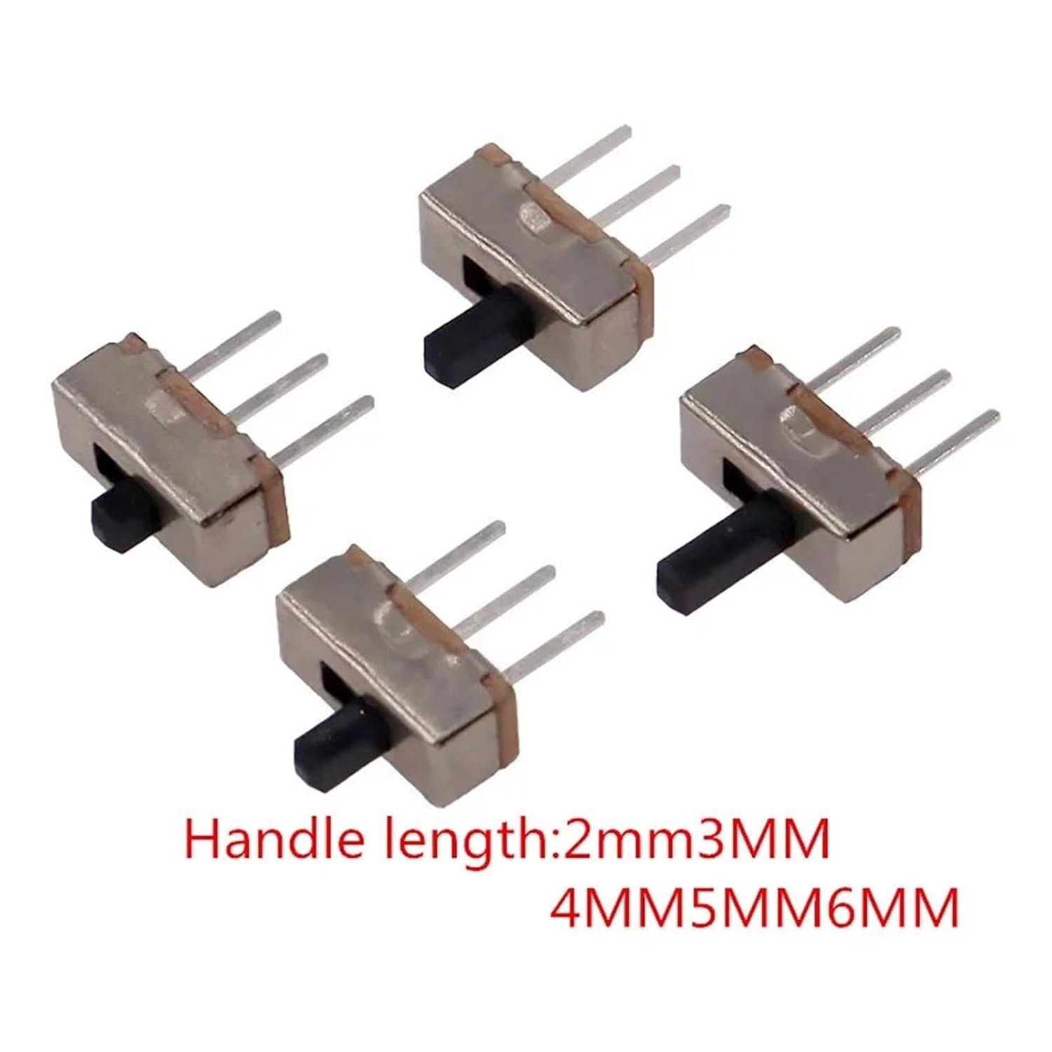 100Pcs SS12D00 Interruptor on-Off Slide Switch 3pin 1P2T 2 Position Toggle Switch Handle length2MM3MM4MM5MM6MM(Handle Length 6MM)