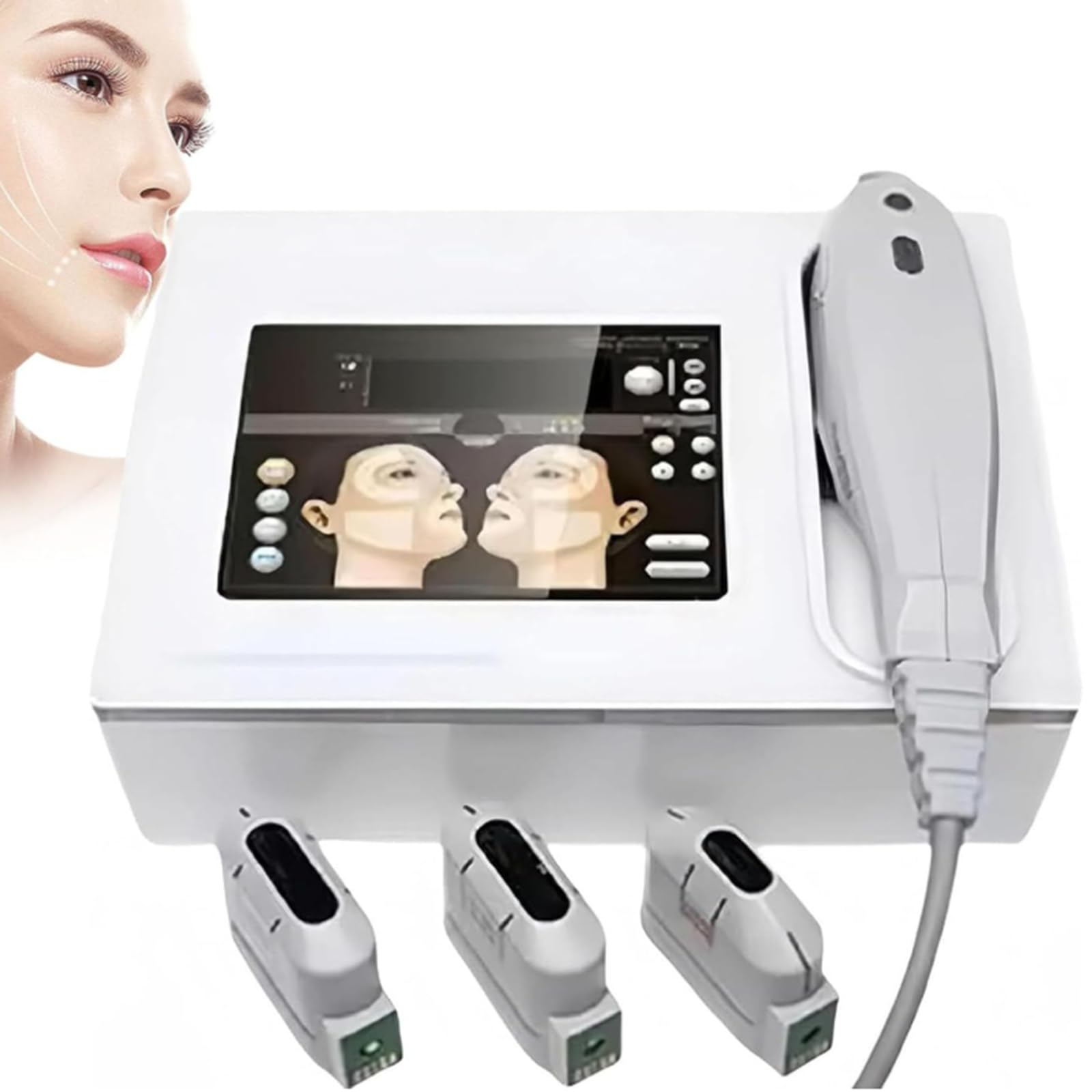 FENGSSLL Hifu Skin Tightening Machine HIFU With 3 and 5 Cartridges Intensity-Oriented Ultrasound Hifu Facial Anti-Aging Treatment for Face and Body 3Heads