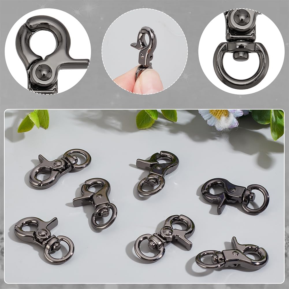 PH PandaHall 16pcs 31x19mm Swivel Clasps Lanyard Snap Hooks Swivel Snap Hooks Metal Keychain Clip Hooks Lobster Claw Clasps for Keychain Key Ring Crafts, Gunmetal - Image 4