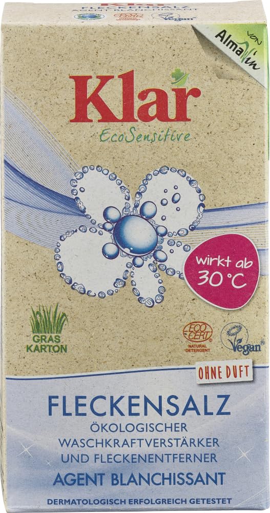 Klar Fleckensalz, 18x400g Pulver für strahlend weiße Wäsche ab 30°C, gegen Gerüche & Verfärbungen