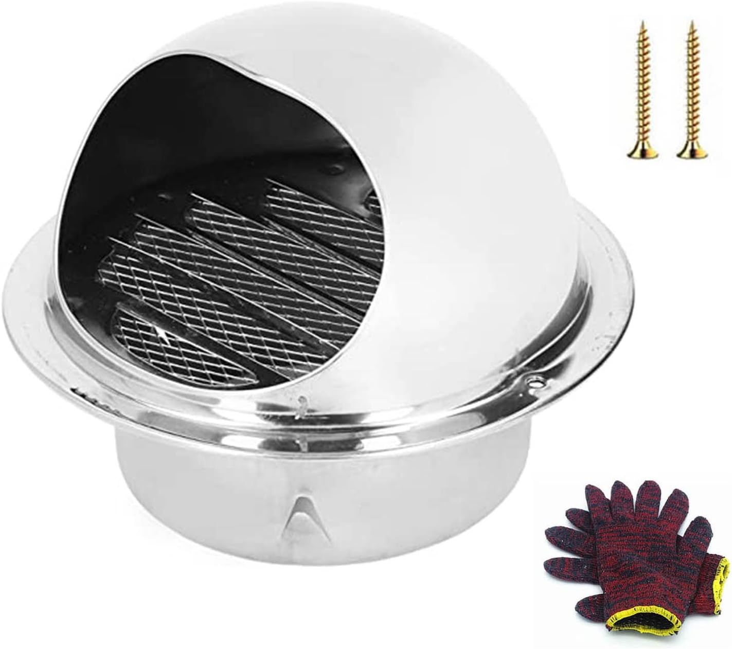 Edelstahl Lüftungsgitter Rund - Mit Insektennetz, 60-300mm, Silber