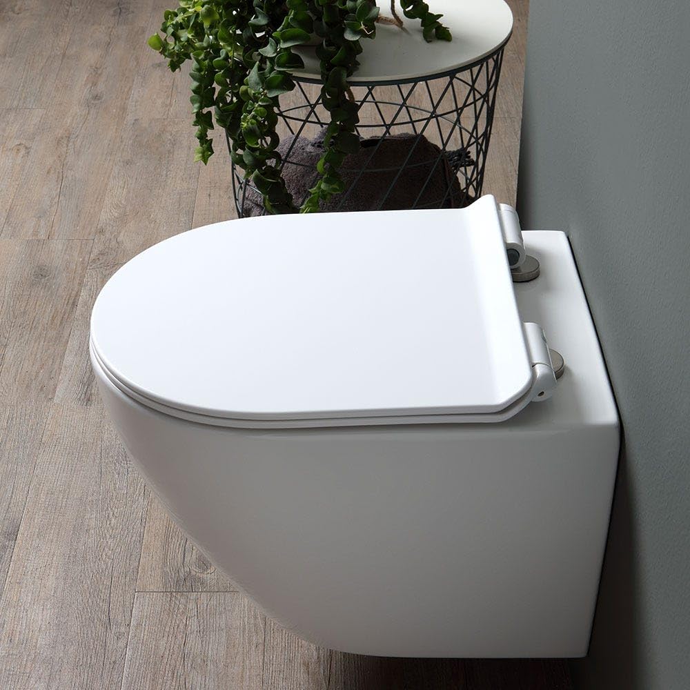 Kiamami Valentina - Sanitaires Suspendus WC + Bidet en Céramique Design Moderne et Arrondi | Folk