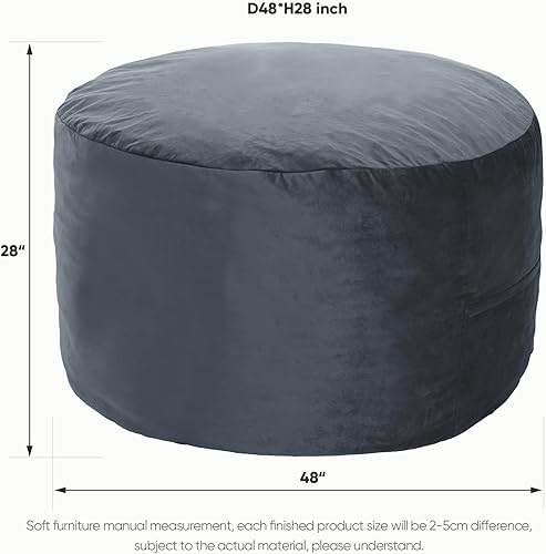 Miniatura 3 de Puf de 4 pies, relleno de espuma viscoelástica, funda de terciopelo extraíble, puf gigante para adultos y adolescentes, sofá redondo para sala de