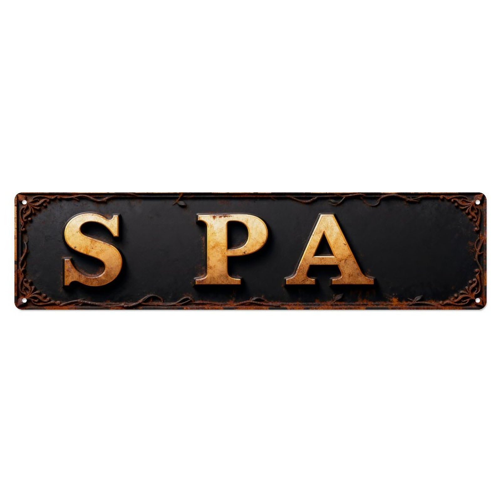 Golden Text On Black Background With Ornate Borders Tin Sign Vintage Metal Sign Home Bar Garden Indoor & Outdoor Wall Decor Retro Metal Poster 4x16 Inch