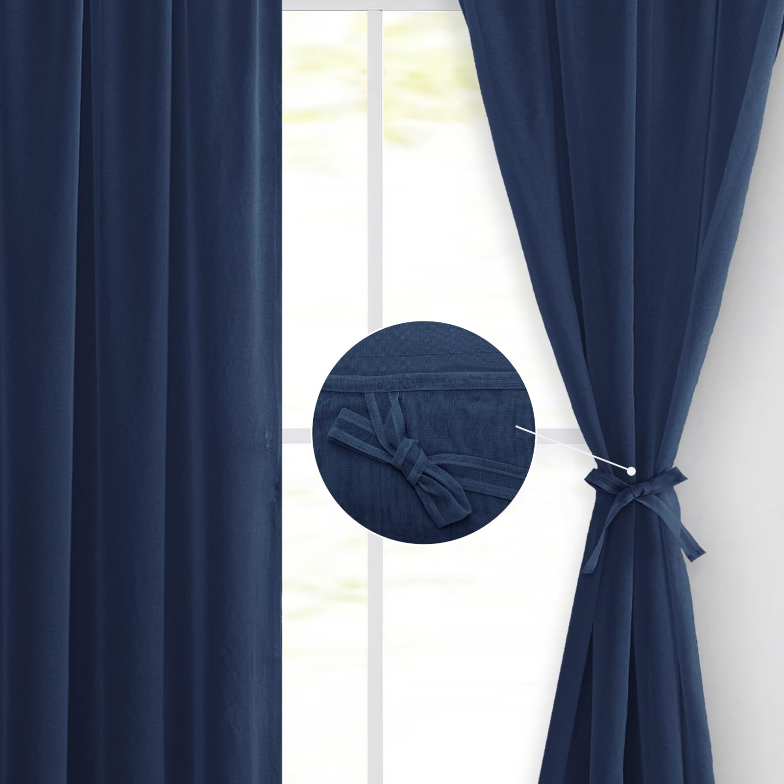 Hiasan Sheer Voile Curtains Net for Living Room and Bedroom - Tiebacks, 55 x 79 Inch Drop, 2 Panels, Rod Pocket Top - Image 2