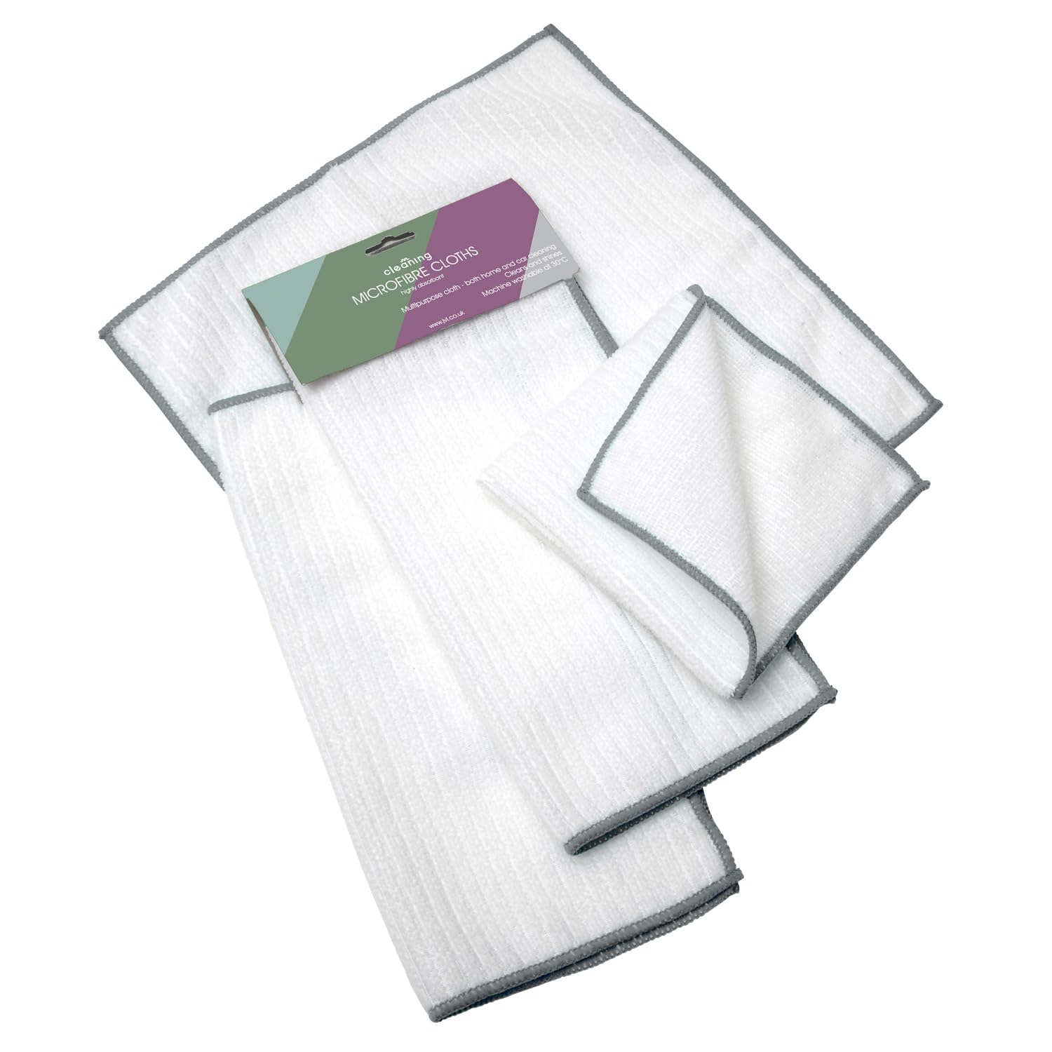 JVL Microfibre Cleaning Cloth, Reusable Multi-Purpose Cleaning Cloth for Kitchen, Bathroom & Household Surfaces – White/Grey