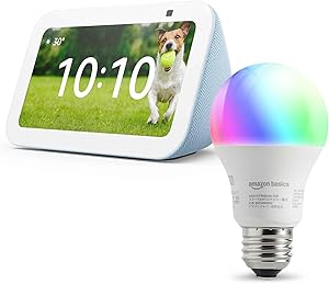 【セット買い】Echo Show 5 (第3世代) クラウドブルー + Amazonベーシック スマートLED電球 (E26・60W形相当 800lm・調光・調色タイプ)