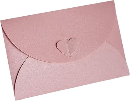 Amazon Eorta ギフトカード封筒 50枚セット 小型 空白 色付き 招待状用封筒 ハート型装飾付き メッセージ メモ グリーティングカード ギフトカード マルチカラー ピンク 挨拶状封筒 文房具 オフィス用品