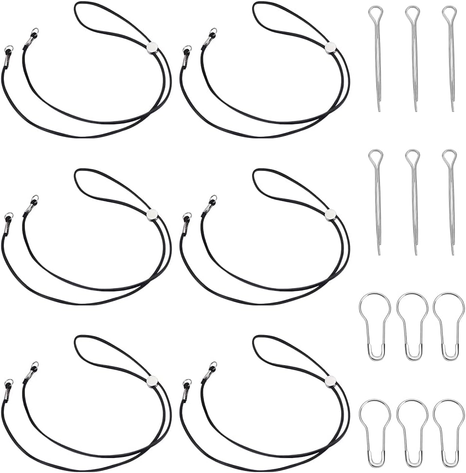 UNICRAFTALE 6 Sets Sandy Brown Hat Chin Strap Leather Cowboy Sun Hat Stampede String with Alloy Cord Locks Iron Pins 17.9 Inch Long Removable Hats Chin Strap for Men Women Ranch Horse Riding Hiking