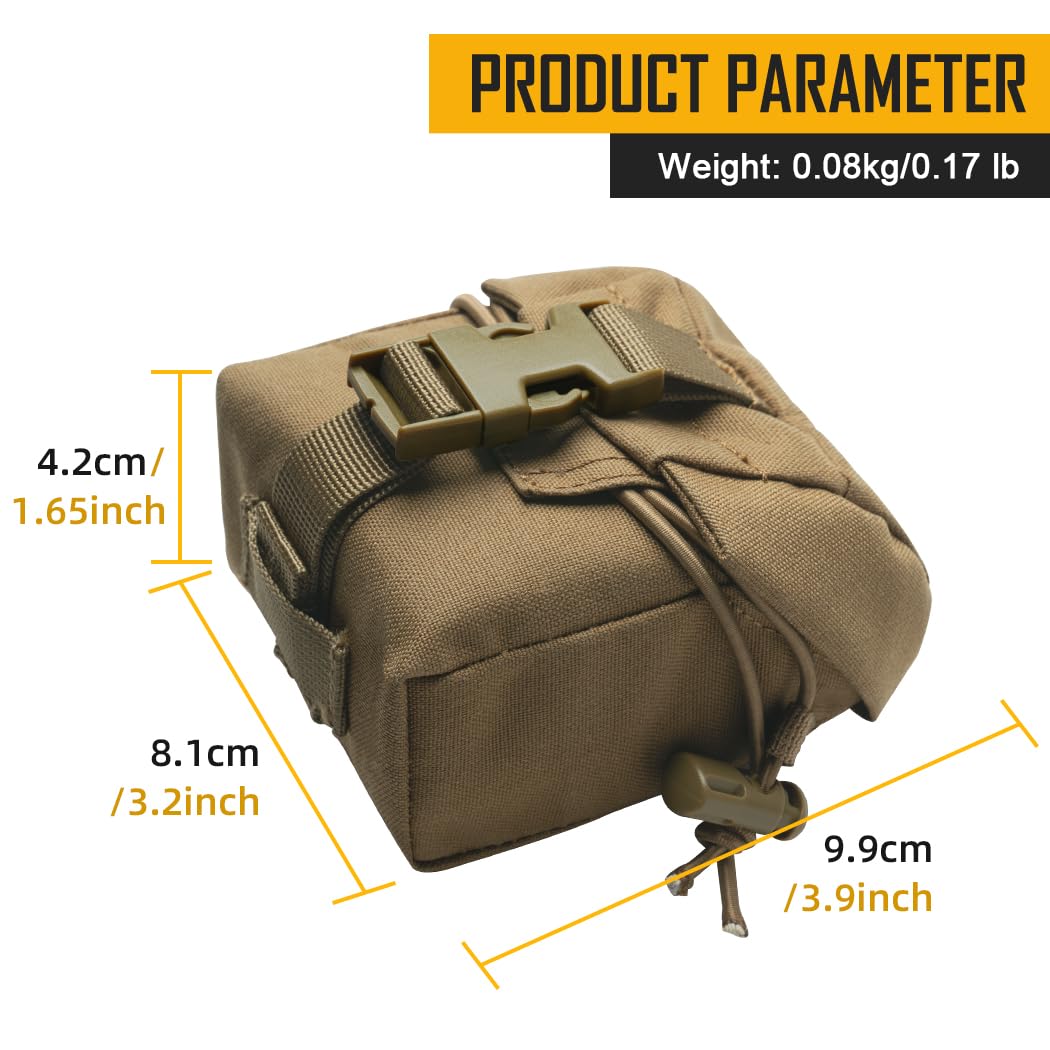 IDOGEAR Pochette de Grenades Tactiques Molle Pochette d'outils Ultility EDC Mini Sac de Rangement à la Taille avec Fonction Ajustable(Coyote Brown)