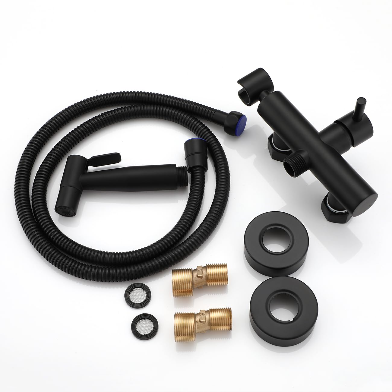 Ensemble mitigeur de bidet noir mat pour toilettes musulmanes chaud/froid avec kit de pulvérisateur Shattaf pour montage mural