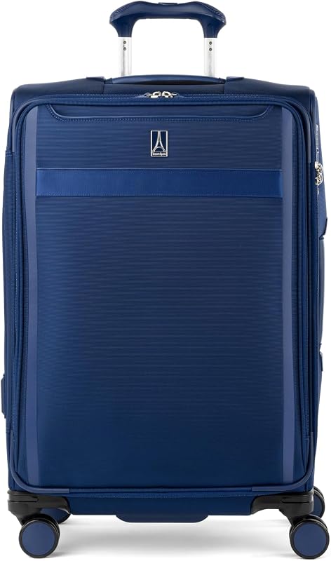 valija de equipaje a cuadros VersaPack + Softside, azul marino, 25 pulgadas
