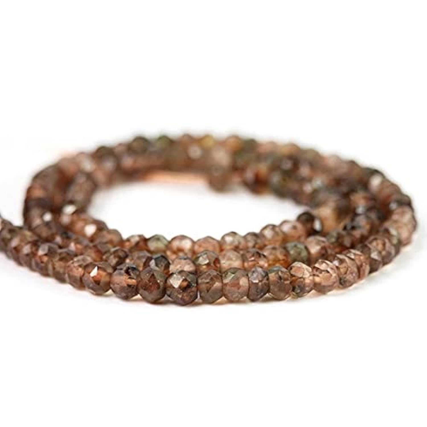 Andalousite perles rondelles facettées 3.7-4 mm brun rose pour création de bijoux