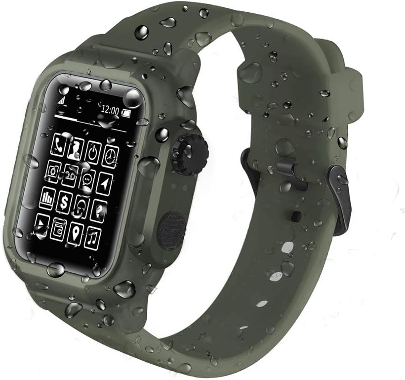 Compatible Apple Watch 44mm Case - IP68 Waterproof Shockproof Impact Resistant+Premium Soft Silicone Apple Watch Band- Compatible with iWatch Series 4 [2019 Upgrade Version]