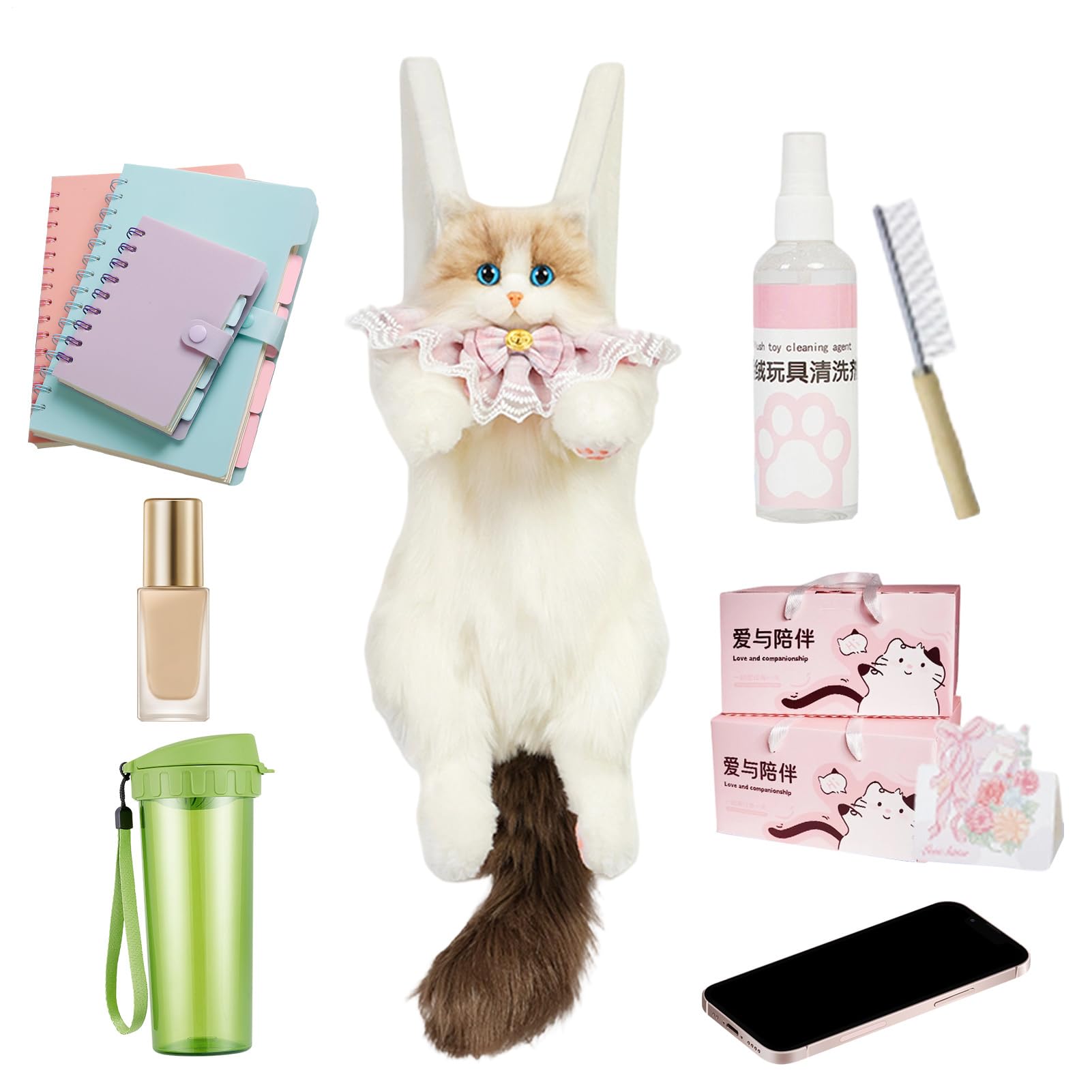 Mochila Gato Peluche Desmontable Para Hombro | Mochila Peluche Realista Gato Para Los Desplazamientos Diarios La Escuela El Colegio Trabajo Viajes Compras Senderismo
