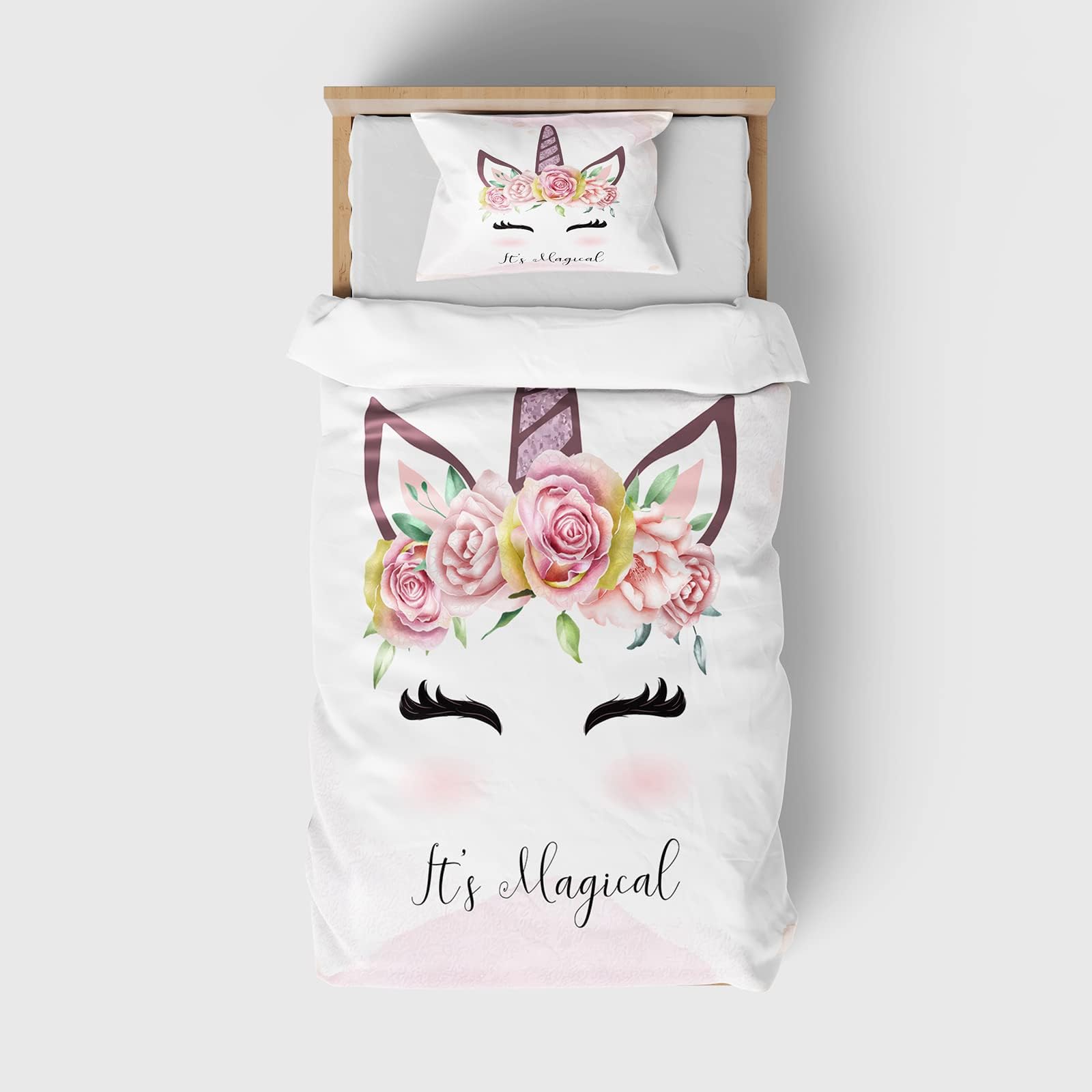 Housse De Couette Licorne DJDEA 120x150cm + Taie 40x60cm - Microfibre Enfant