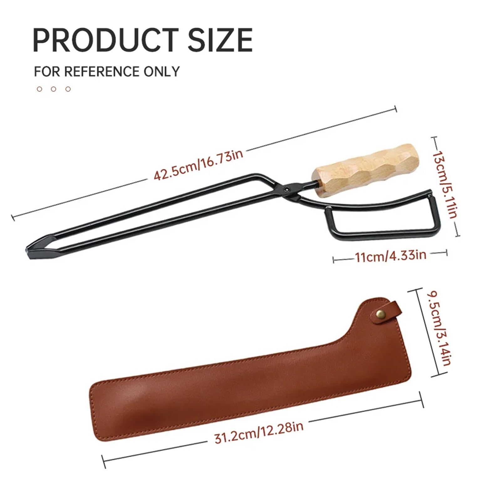 Pinze per Barbecue da Campeggio in Metallo, Set di pinze per Carbone con Manico Lungo, pinze per Il Fuoco, pinze per la Spazzatura in Legno, Clip in Acciaio Inossidabile, Portatili, per Esterni