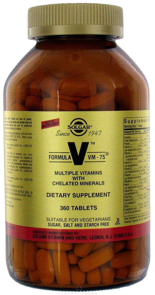 Solgar Formula VM-75 multivitamin tablet bottle