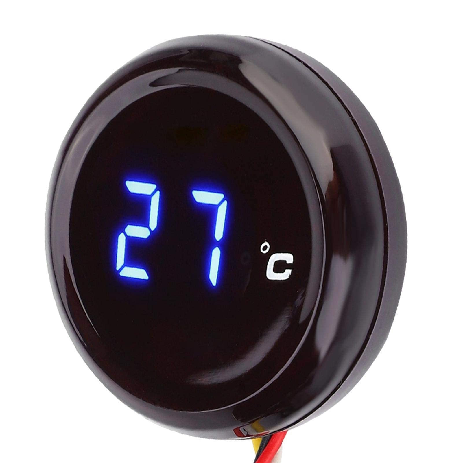 Huaer Indicatore di temperatura dell'acqua per moto, termometro universale digitale rotondo con retroilluminazione blu, misuratore di temperatura universale per moto