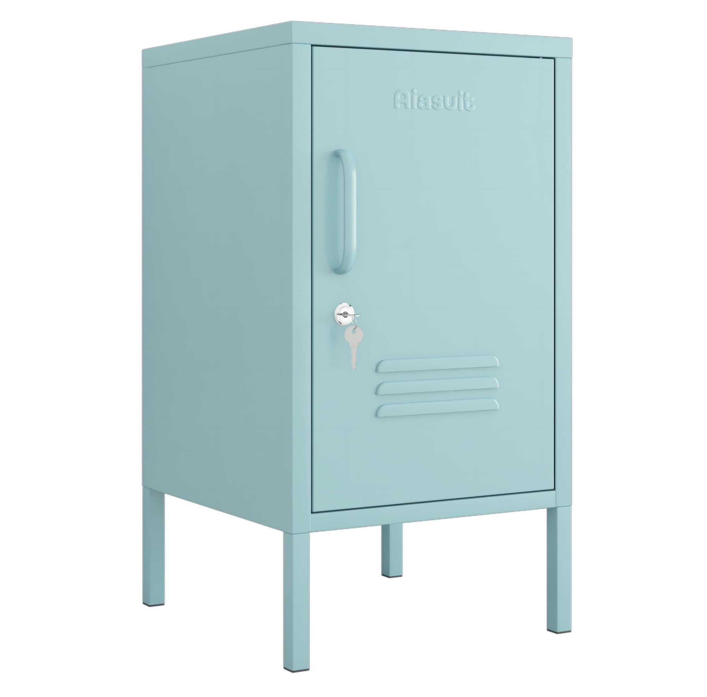Aiasuit Single Door Storage Cabinet Coffee Table Metal Storage Cabinet Adjustable Position Suitable for Bedside Table Side Table Kids Cabinet Blue Size: 27.55”H x 13.78”W x 14.96”D