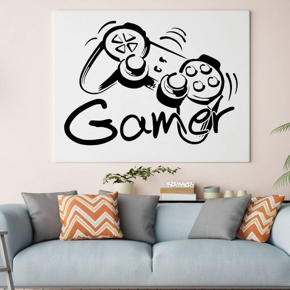 Stickers Muraux Enfant Gaming Lumineux Autocollant Muraux Lumineux Jeux Video Amovible Autocollant Pour Gamer Enfant Garçons Chambres Game Zone Décoration Bleu
