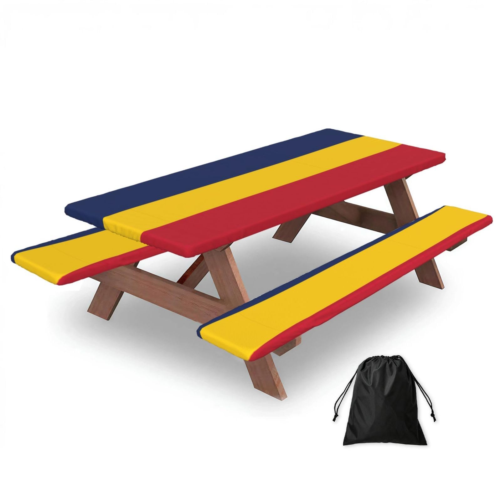PPHGUT Flag Of Chad Print Picnic Table Bench Cover Set Outdoor Garden Bbq Protector For Family Camping