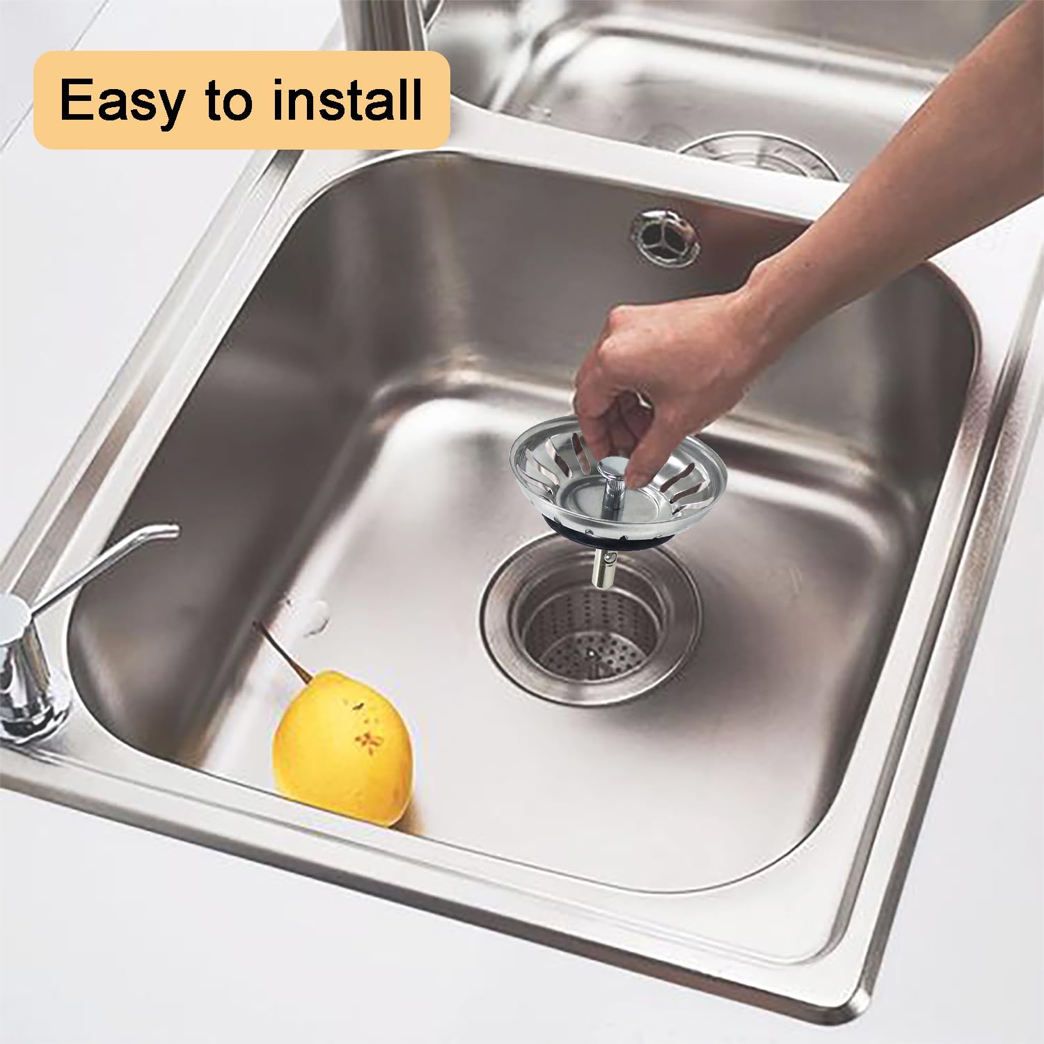 Tappo Lavandino Universale Ø82mm - Filtro Con Funzione 2 In 1 - Foto 6