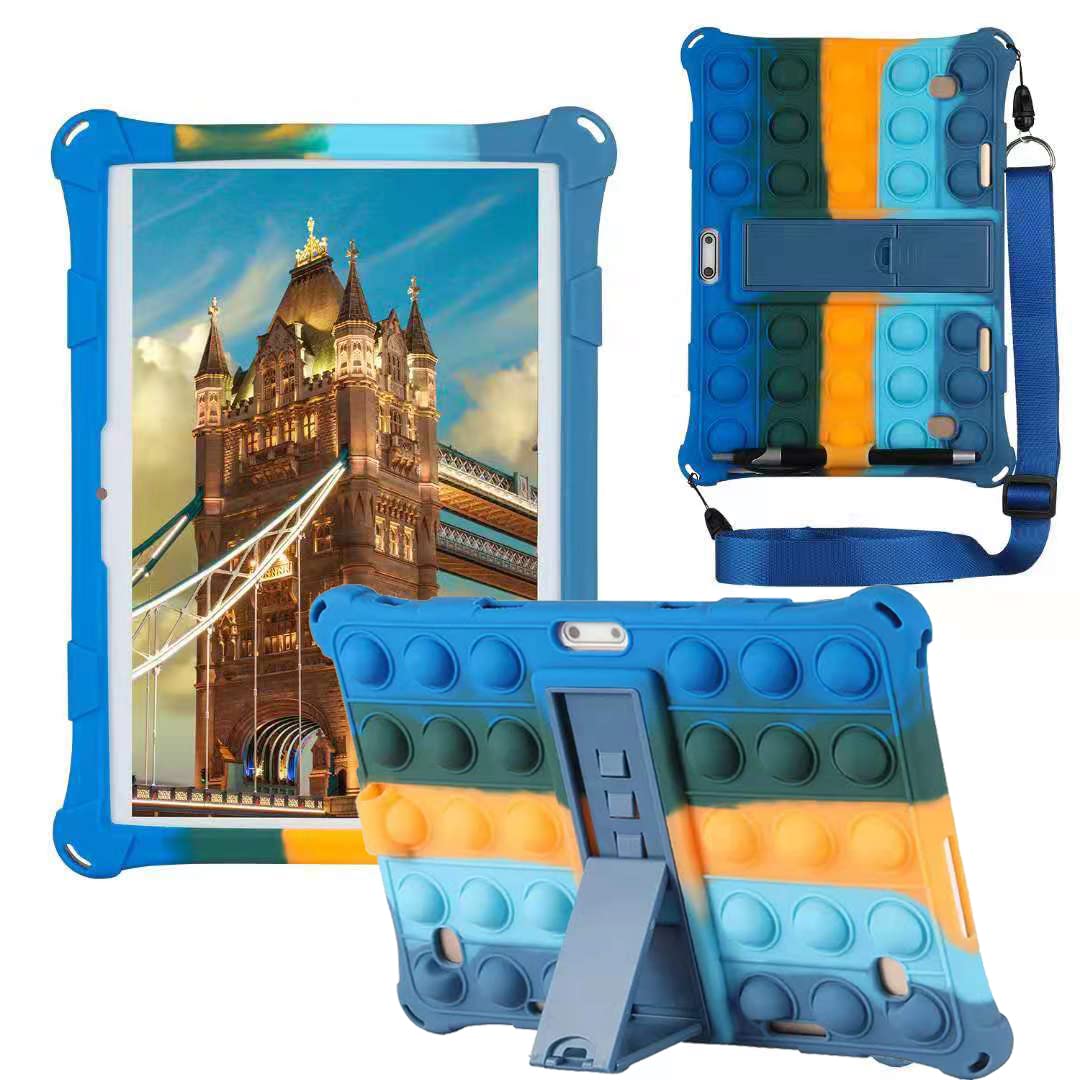 Funda de tableta para Lenovo /Huawei Universal de 10.1 pulgadas, funda de silicona suave anti-estrés con soporte para bolígrafo para Lenovo /Huawei Pop ansiedad Alivio Fidgets (azul colorido)