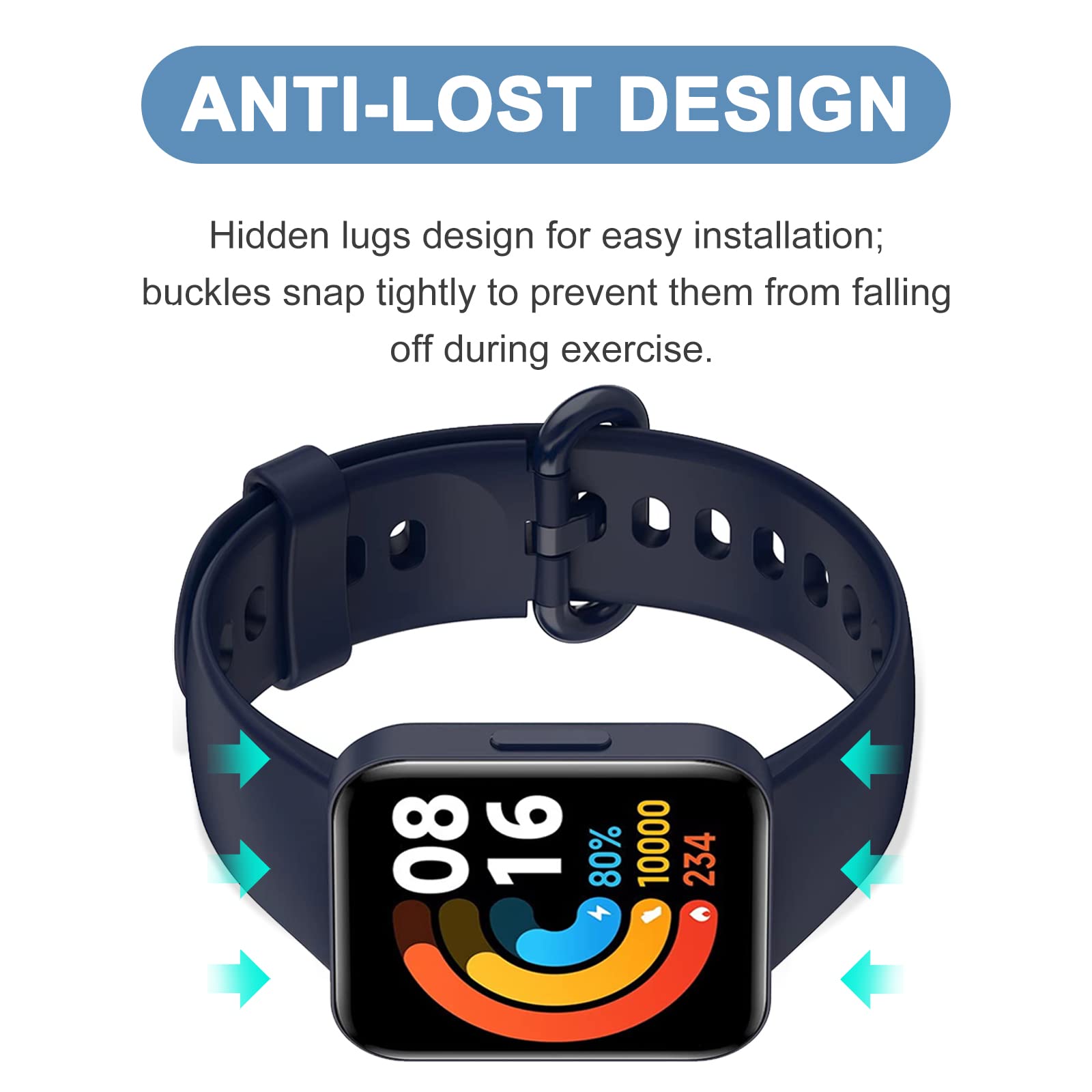 BANGTING 6 Pezzi Cinturino Compatibile con Xiaomi Mi Watch Lite 2 / Redmi Watch Lite 2, Braccialetto Ricambio Cover (6 Colori)