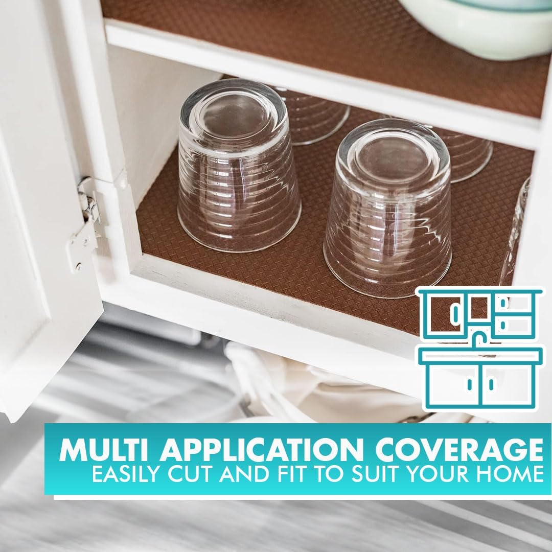 Shelf Liner, Drawer Liner & Kitchen Cabinet Liner – Thick, Waterproof Rubber – Non-Adhesive for Fridge, Closet, Pantry, Bathroom, Toolbox