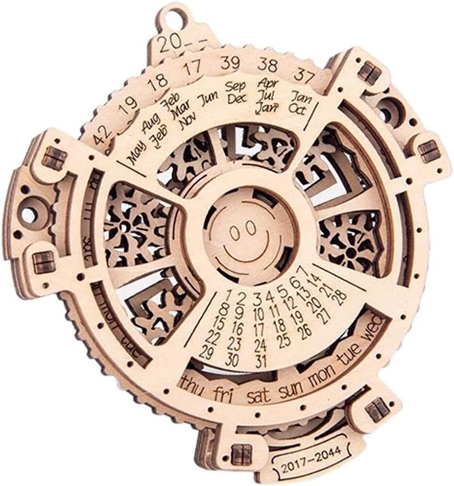 3D Wooden Perpetual Calendar Puzzle,Mechanical Gears Toy Building Set,Brain Teaser Games,Engineering Toys,Family Wooden Craft KIT Supplies-Great Birthday for Husband Wife Adult