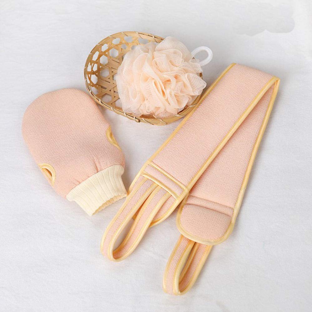 Toallitas de baño exfoliantes 3pcs/Set Toallita de Limpieza Corporal Cepillo Suave Inicio Hotel Baño Bola de Ducha Juego de depurador de Espalda Toalla de Piel Exfoliante Guantes de baño TOA