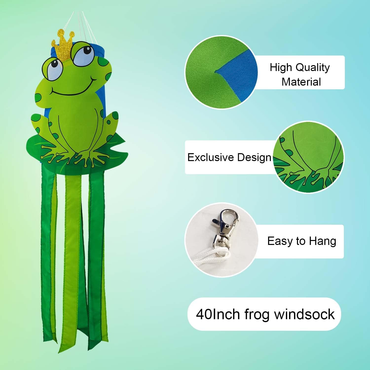 THQZLH 40-Inch Frog Windsock - Fun Summer Decoration for Outdoor Living Spaces - view 3
