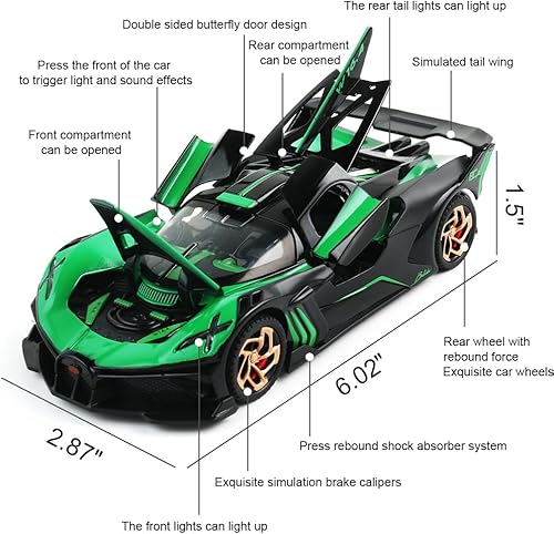 Miniatura 23 de Coche de juguete fundido a presión McLaren Senna modelo de automóvil deportivo, aleación de zinc, vehículos de extracción hacia atrás, mini