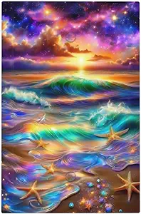 Decorative Switch Covers Plate Colorful Sunset Starfish Beach Shells 1 Gang No Device Single Blank Outlet Covers Wall Plate Cover Light Switch Plate Electrical Faceplate for Bathroom Decor