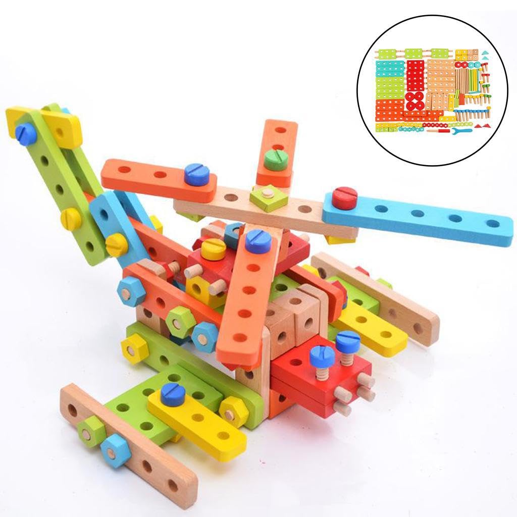 Rompecabezas, Juguetes de construcción, Bloques apilables de para Madera, desafían la Creatividad de los niños con 68 Piezas, fomentan la