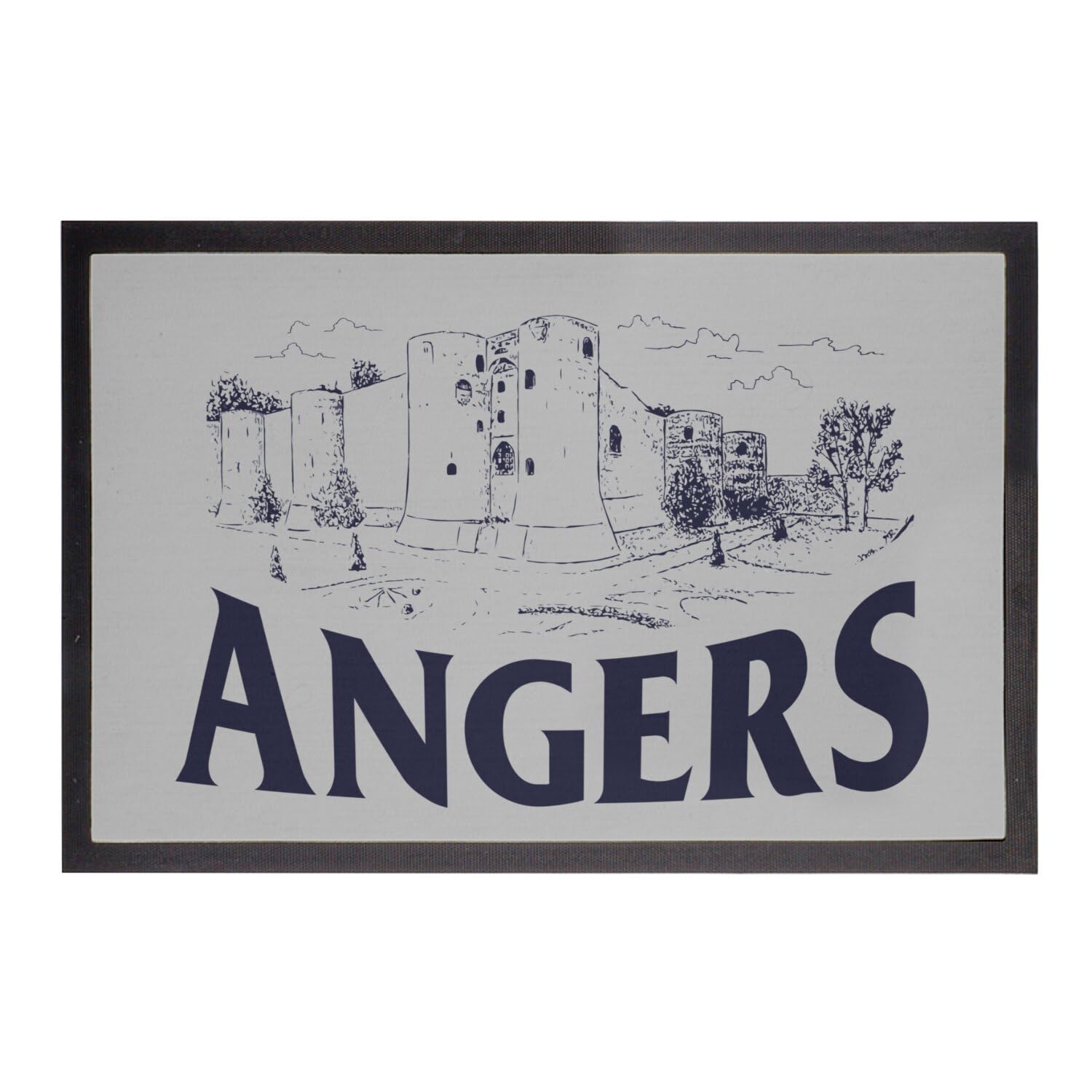 Paillasson Angers gris château de France grand tapis essuie-pieds design minimaliste 75x50