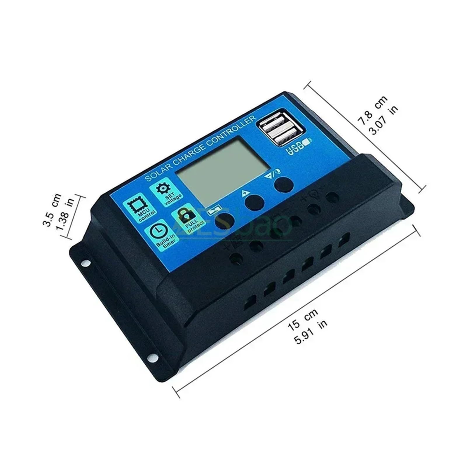 Contrôleur de Charge solaire 12V/24V PWM 10A 30A 60A 100A avec réglage la minuterie d'affichage LCD réglable EESBAO pour camping-car/camping-car(10A)