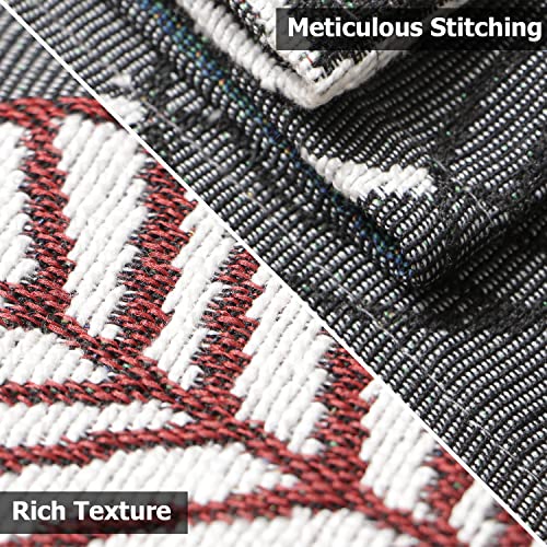 Image of HOKIPO Cotton Jacquard Placemats with Table Runner for Dining Table 6 Seater (IN530-D5*6+IN531) Grey,6 Placemats + 72 Inch Runner, Large
