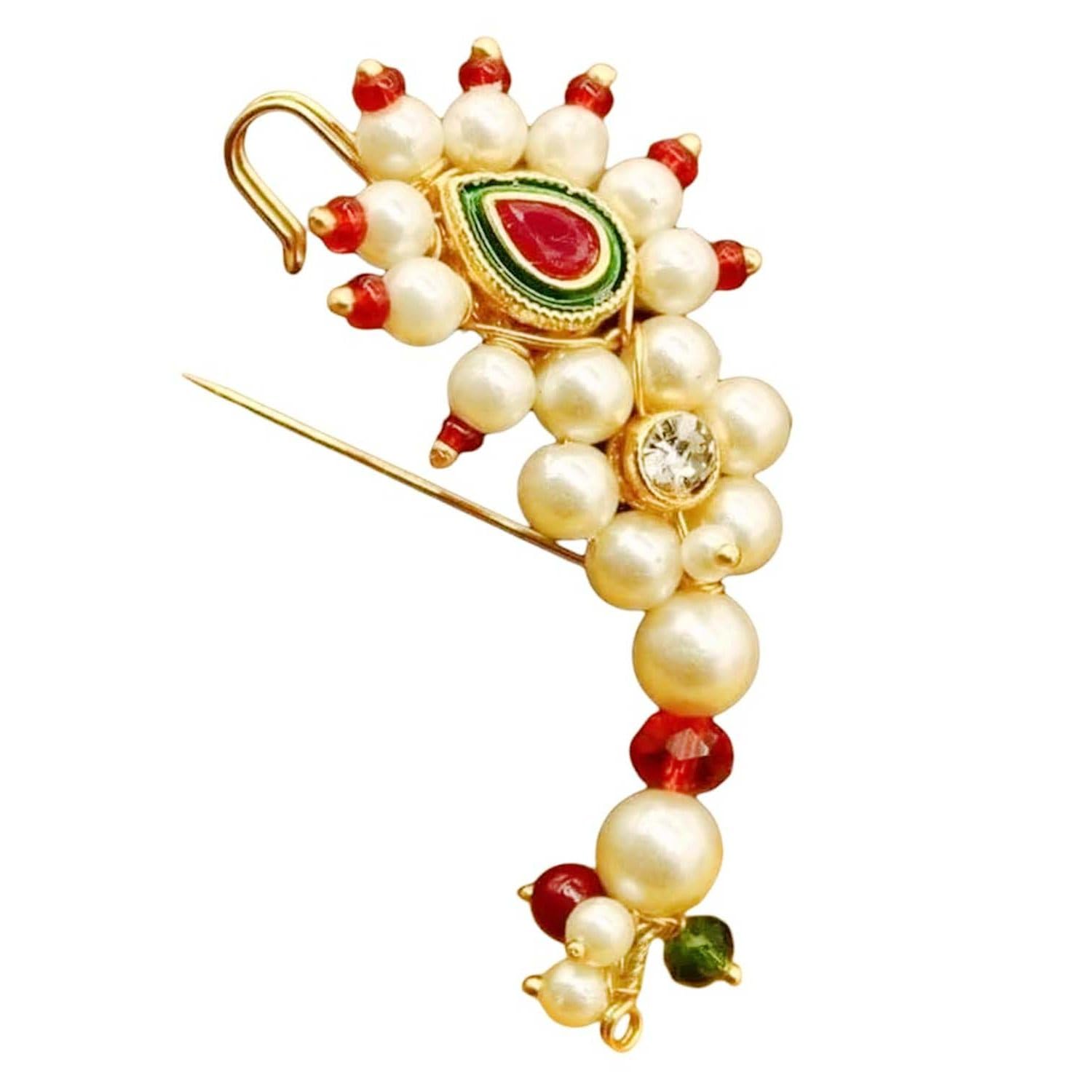 Maharastrian Marathi Banu Nath Safety Sari Pin Brooch for Holding Heavy Saree Pleats Pallu Women Girls